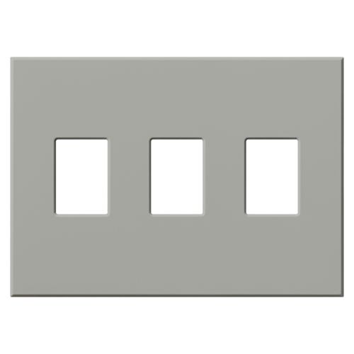VWP-3-GR Architectural Wall Plate for Nova T Dimmers and Switches, 3 Gang, Matte, Gray