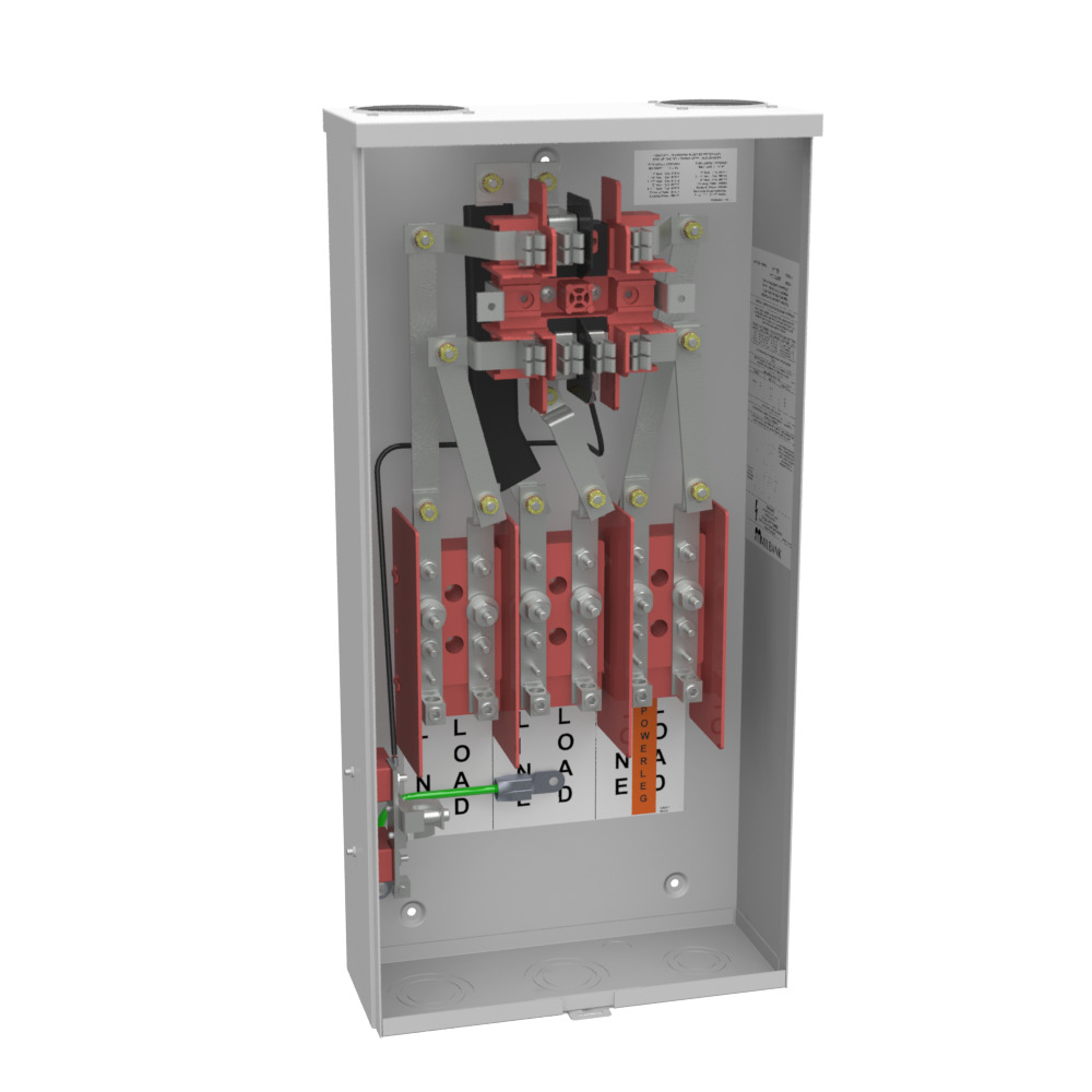 117TB-RP Single Position Meter Socket, 100 Amp, 3 Phase, Ringed, Link, 7 Term, OH, UG, 240V