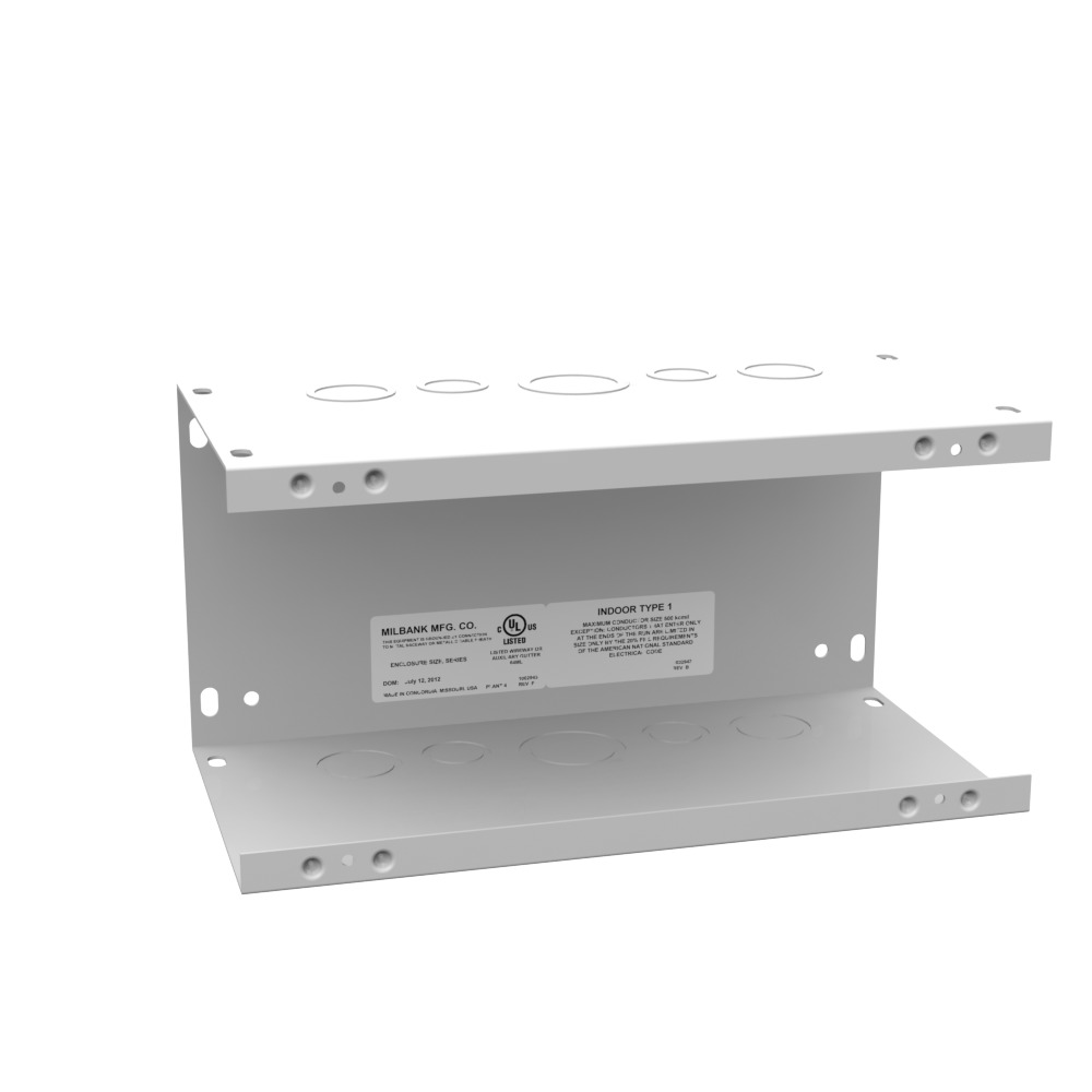 6x12x6 Screw Cover Wireway Type 1 UL Listed Steel Knockouts ANSI 61 Gray