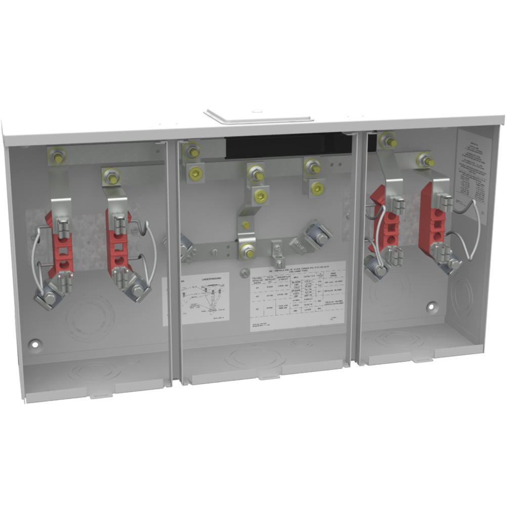 U1252-X-K1 4 Term, Ringless, Large Closing Plate, 2 Position, Single Connector, 6-350 kcmil, 200 Amp
