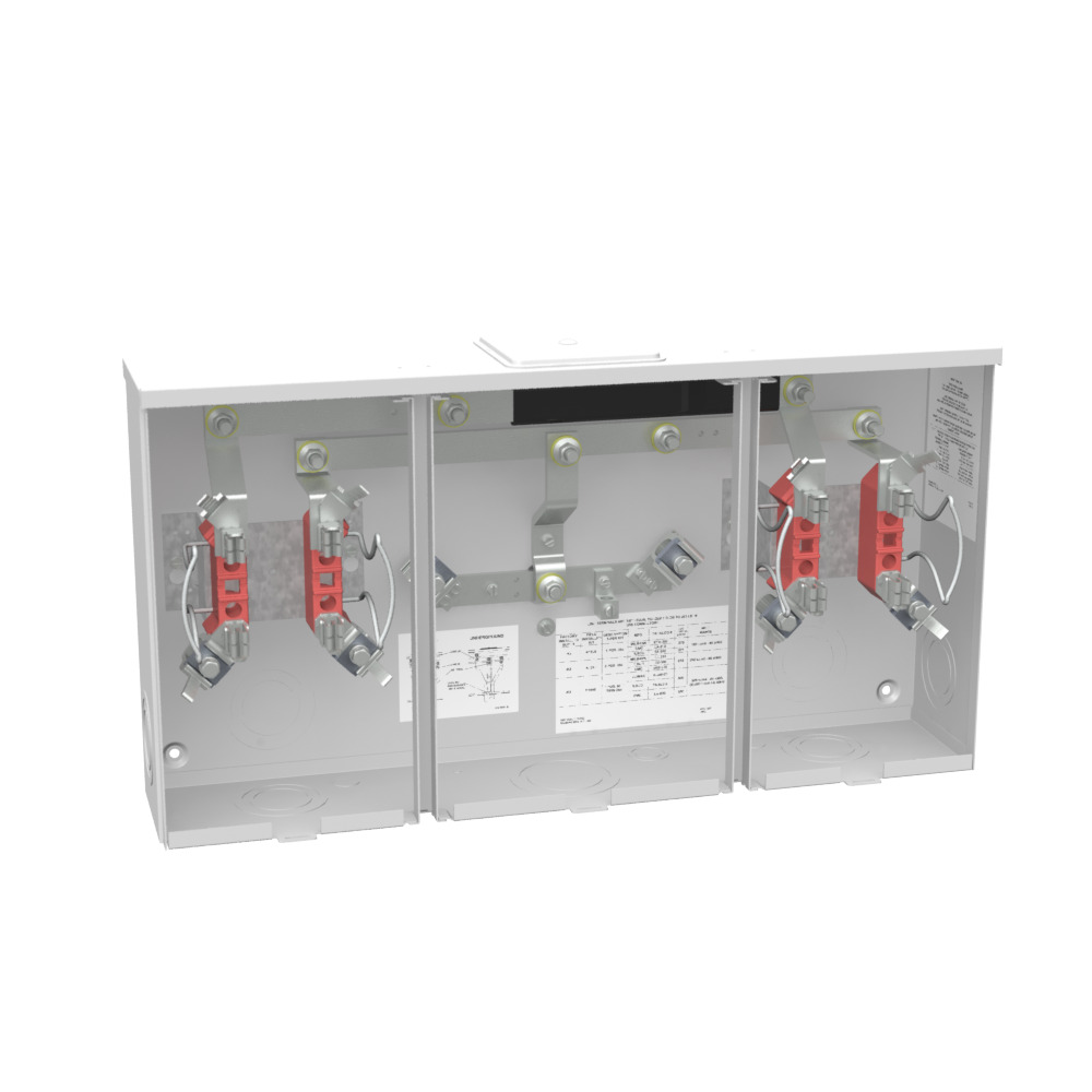 U1252-X-KK Meter Socket, 200 Amp, 1 Phase, Ringless, Horn, 4 Term, 2 Position, OH or UG with Center Wireway, 300V