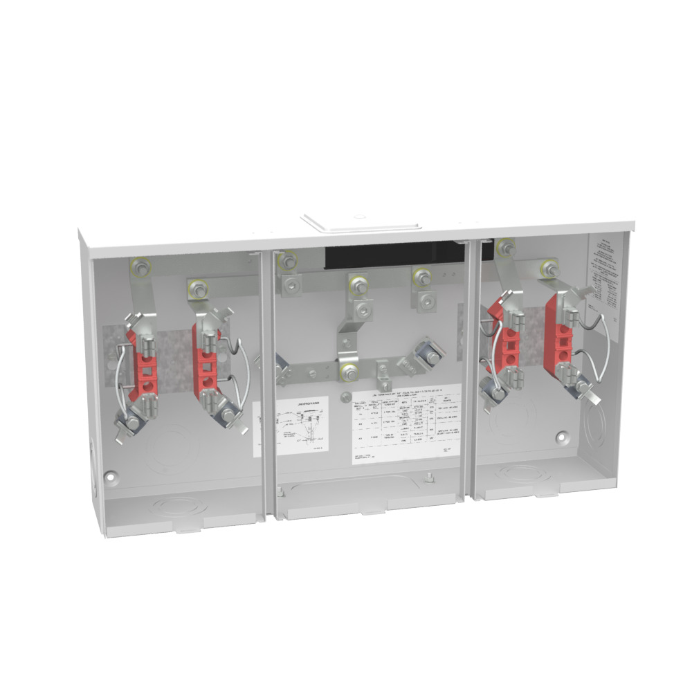 U1252-X-KK-K1-PED Meter Socket, 200 Amp, 1 Phase, Ringless, Horn, 4 Term, 2 Position, OH or UG with Center Wireway, Pedestal Mount Provision
