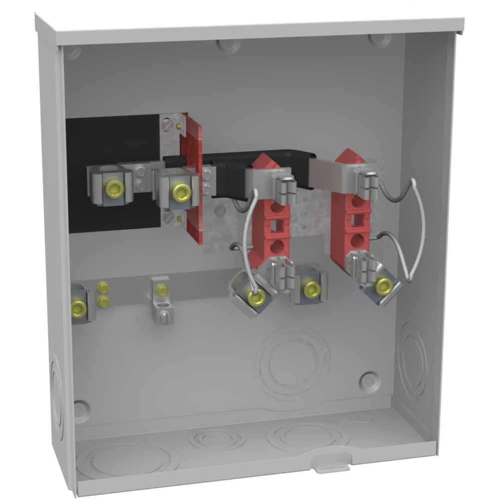 U1980-O Single Position Meter Socket, 200 Amp, 1 Phase, Ringless, No Bypass, 4 Term, UG with Side Wireway, 600V, Triplex