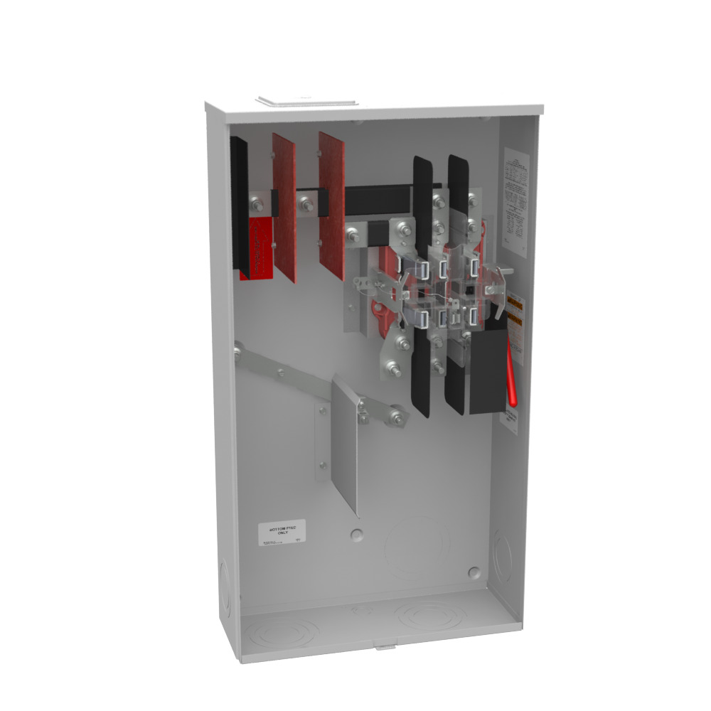 U2120-X Single Position Meter Socket, 320 Amp, 3 Phase, Ringless, Lever, 7 Term, OH and UG with Side Wireway, 600V