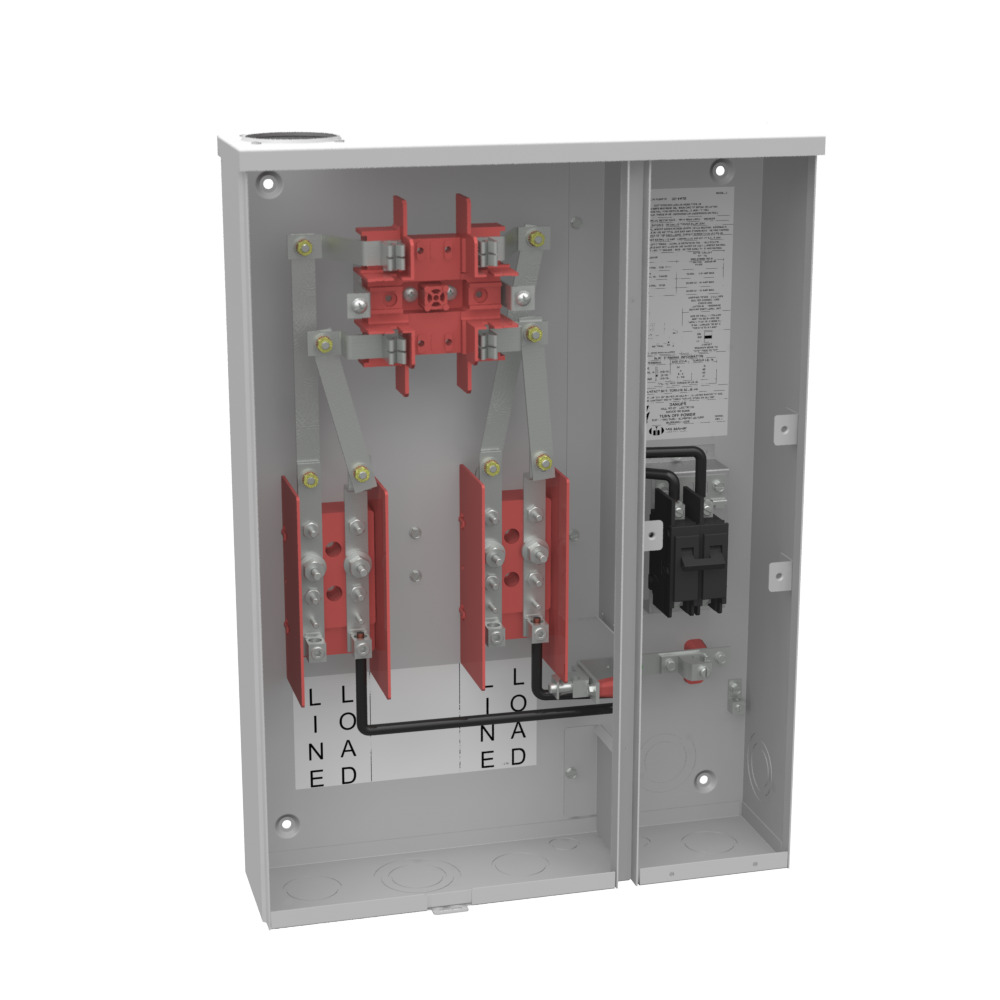 U214MTB/22 4 Term, Ringed, Small Closing Plate, Link Bypass, 1-100 Amp, Main Breaker, 22 kAIC