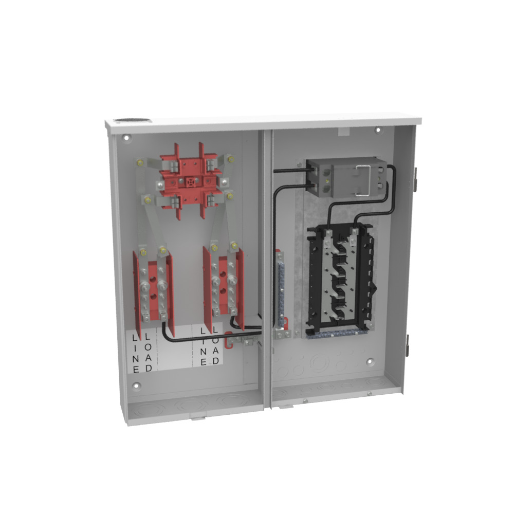 U214MTBPL 4 Term, Ringed, Small Closing Plate, Link Bypass, 1-100 Amp, Main Pullout, 12 Branch Circuit