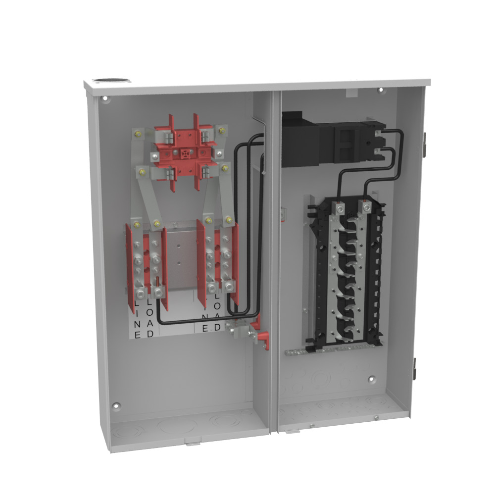 U224MTBL 4 Term, Ringed, 2 Small Closing Plate, Link Bypass, 1-200 Amp, Main Breaker, 16 Branch Circuit