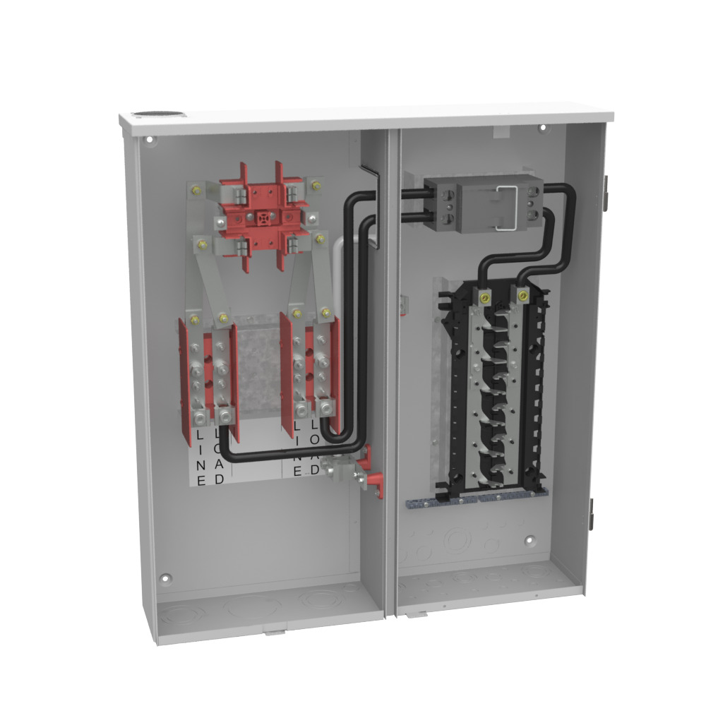 U224MTBPL 4 Term, Ringed, 2 Small Closing Plate, Link Bypass, 1-200 Amp, Main Pullout, 16 Branch Circuit