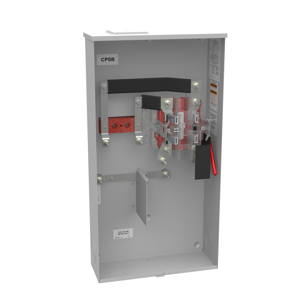 U2448-X Single Position Meter Socket, 320 Amp, 1 Phase, Ringless, Lever, 4 Term, OH, UG, 600V, Side Bussed