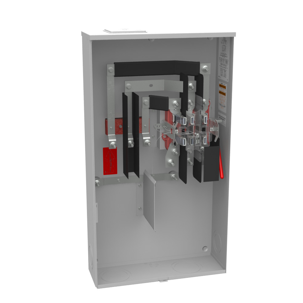 U2594-X Single Position Meter Socket, 320 Amp, 3 Phase, Ringless, Lever, 7 Term, OH and UG with Side Wireway, 600V, Side Bussed