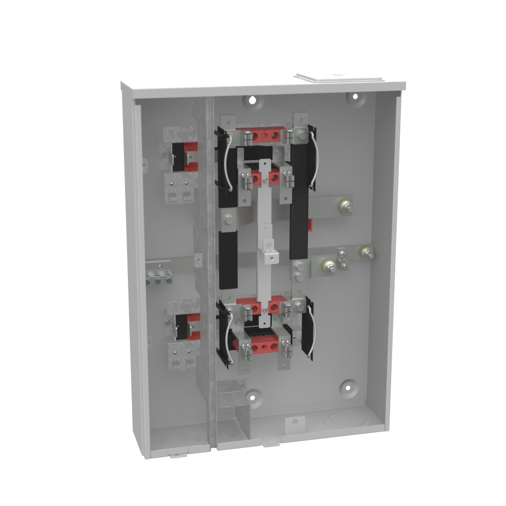 U2852-X 4 Term, Ringless, Large Closing Plate, 2 Position, 2-125 Amp, Main Breaker Provision