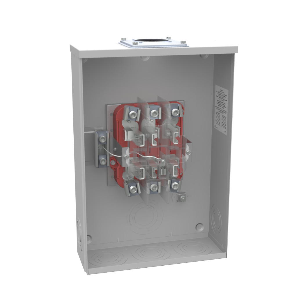U3328-RXL Single Position Meter Socket, 200 Amp, 3 Phase, Ringed, No Bypass, 7 Term, OH, UG, 600V