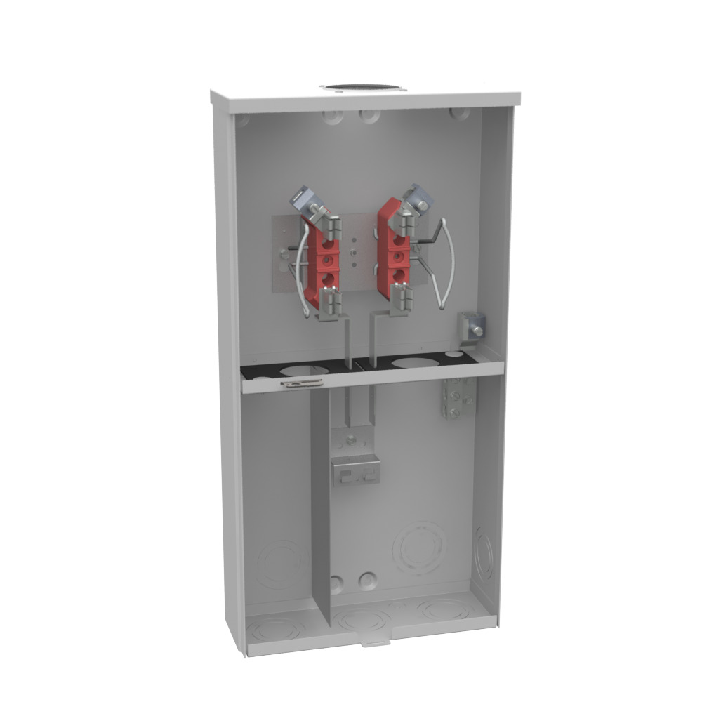 U3499-RL Single Position Meter Socket with Main Breaker, 100 Amp, 1 Phase, Ringless, No Bypass, 4 Term, OH, UG, 240V