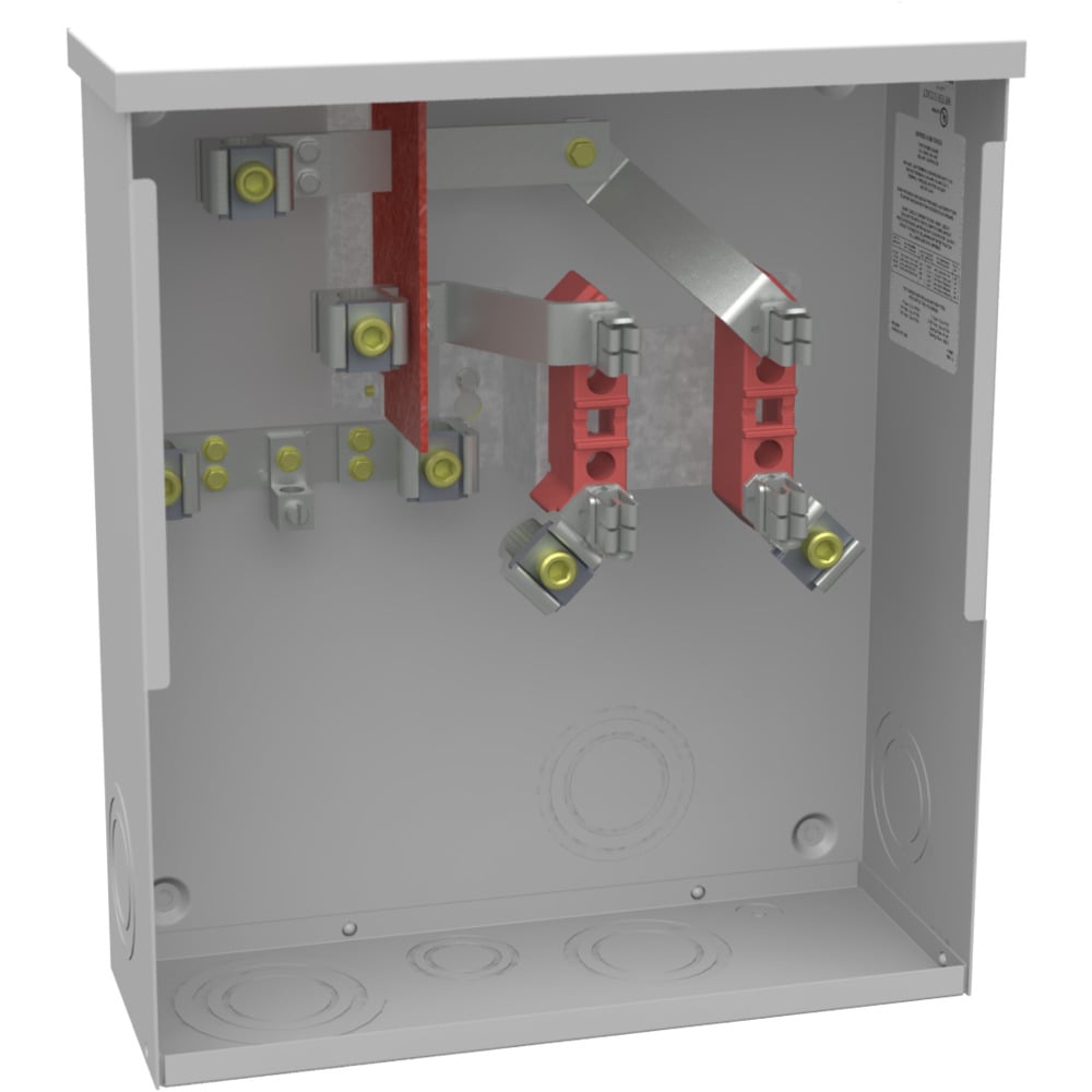 U4015-O Single Position Meter Socket, 200 Amp, 1 Phase, Ringed, No Bypass, 4 Term, UG, 600V, Side Bussed