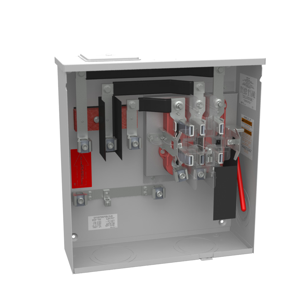 U4184-X Single Position Meter Socket, 200 Amp, 3 Phase, Ringless, Lever, 7 Term, OH and UG with Side Wireway, 600V