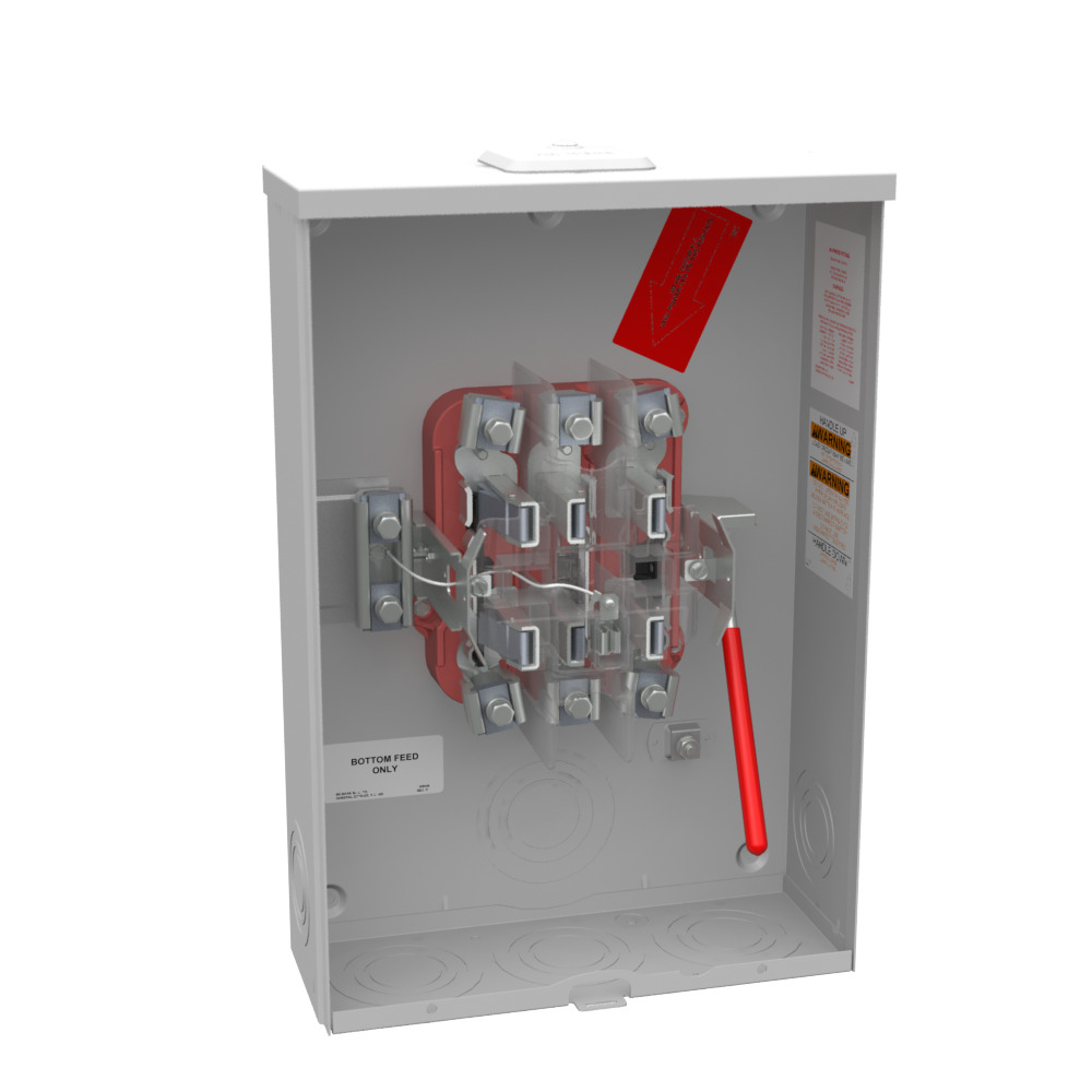 U4701-XL Single Position Meter Socket, 200 Amp, 3 Phase, Ringless, Lever, 7 Term, OH, UG, 600V, External Hex
