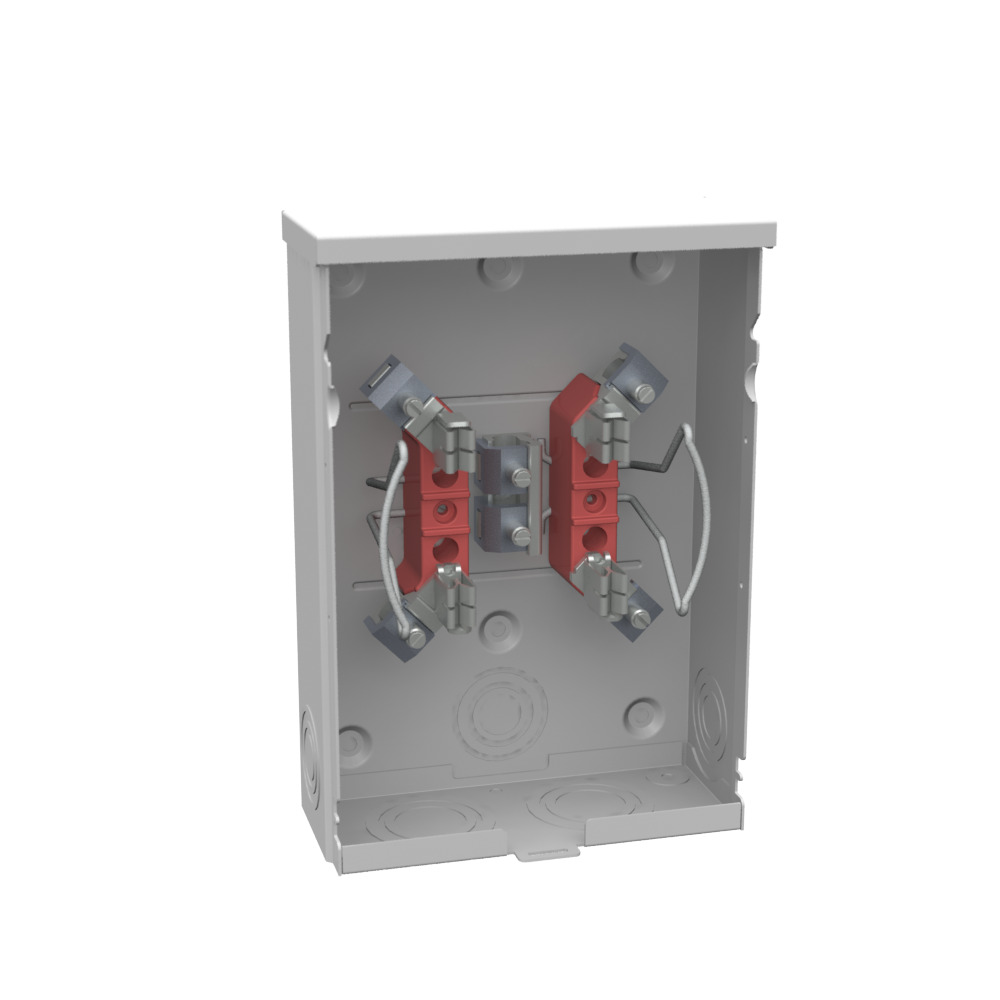 U7487-O Meter Socket, 125 Amp, 1 Phase, Ringless, No Bypass, 4 Term, UG, 600V