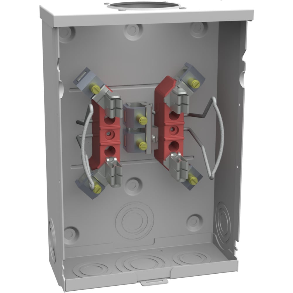 U7487-RL-TG Single Position Meter Socket, 125 Amp, 1 Phase, Ringless, No Bypass, 4 Term, OH, UG, 600V, Triplex