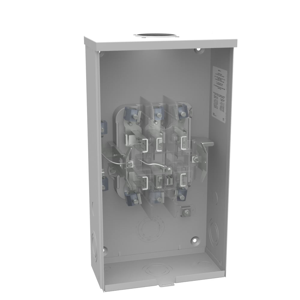 U8100-RL Single Position Meter Socket, 125 Amp, 3 Phase, Ringless, No Bypass, 7 Term, OH, 600V