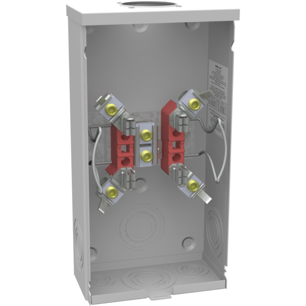 U8949-RL-TG-KK-CECHA Single Position Meter Socket, 200 Amp, 1 Phase, Ringless, Horn, 4 Term, OH, 600V, Triplex