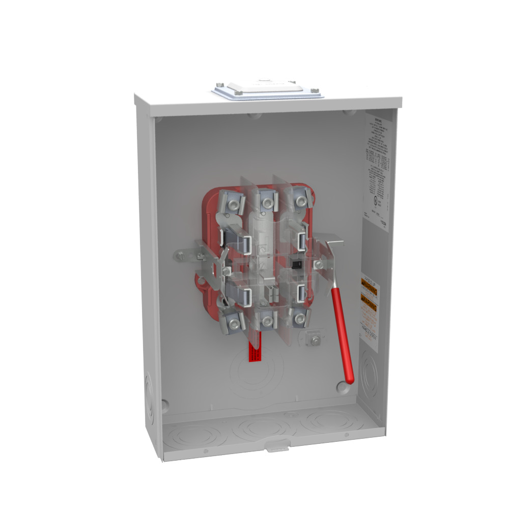 U9551-RXL Single Position Meter Socket, 200 Amp, 1 Phase, Ringless, Lever, 5 Term, OH, UG, 600V