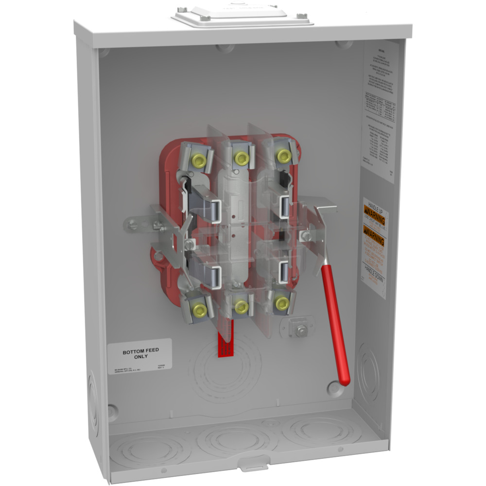 U9801-RXL Single Position Meter Socket, 200 Amp, 1 Phase, Ringless, Lever, 4 Term, OH, UG, 600V