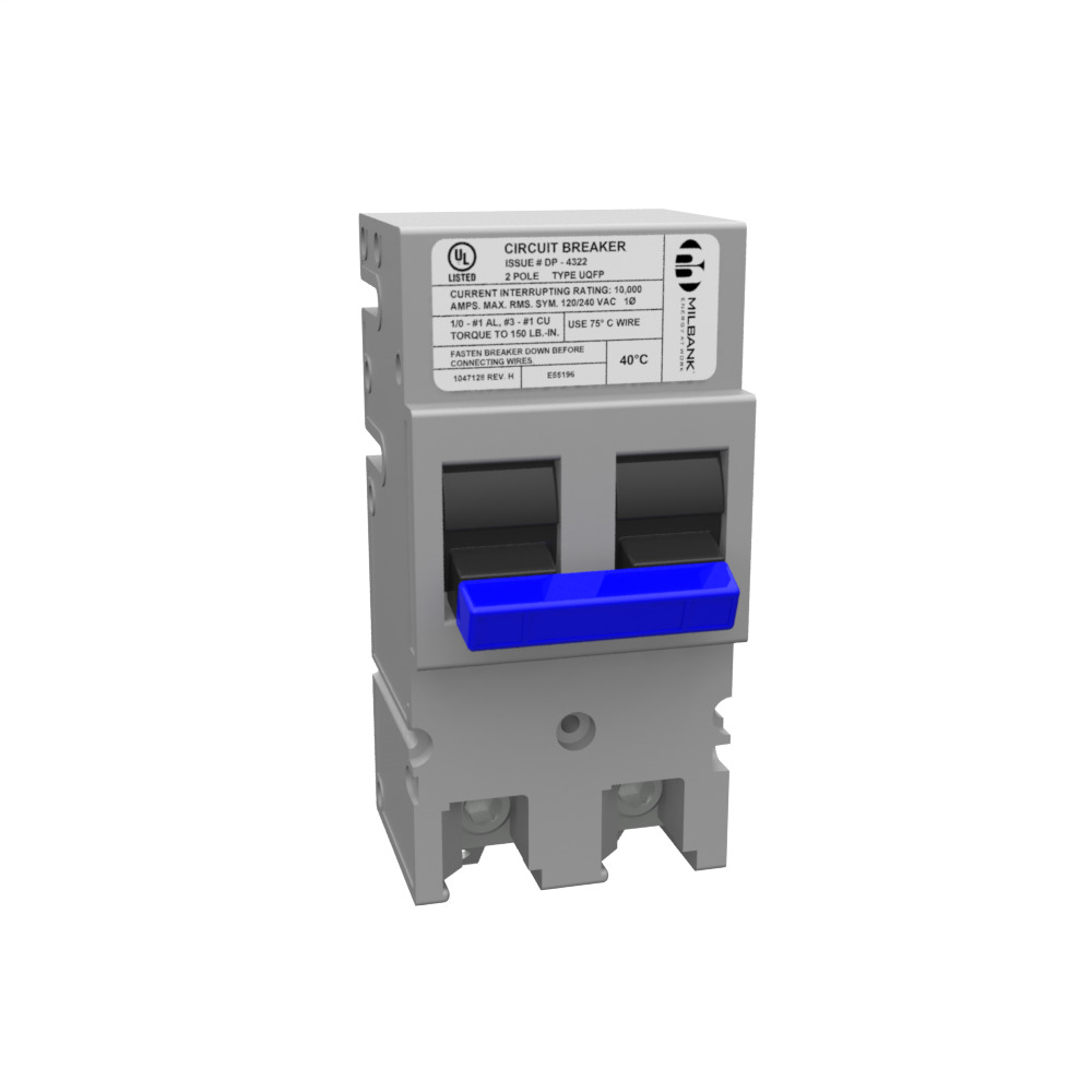 Milbank 150 Ampere 2 Pole 240 Volt Plug-in 22k Ampere Interrupting Capacity Threaded Tang Load Side