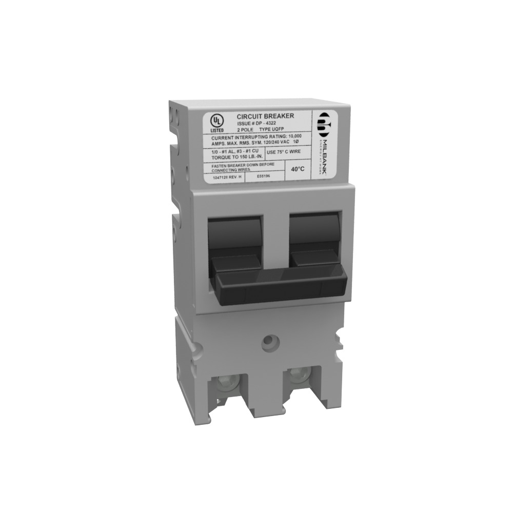 MILBANK 100 AMP 2 POLE 240 VOLT PLUG-IN 10K AIC THREADED TANG LOAD SIDE