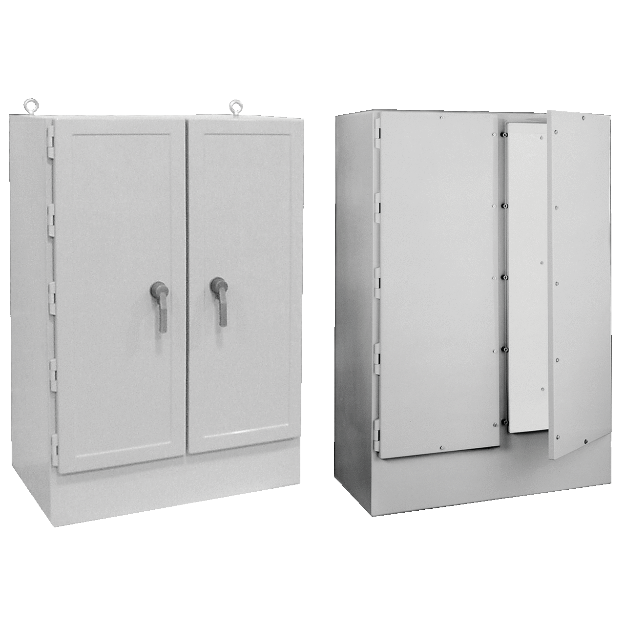 A724925FGFS3PT A17 2-Door Enclosure, 72 in L x 49 in W x 24-1/2 in D, NEMA 4X/IP66 NEMA Rating, Fiberglass