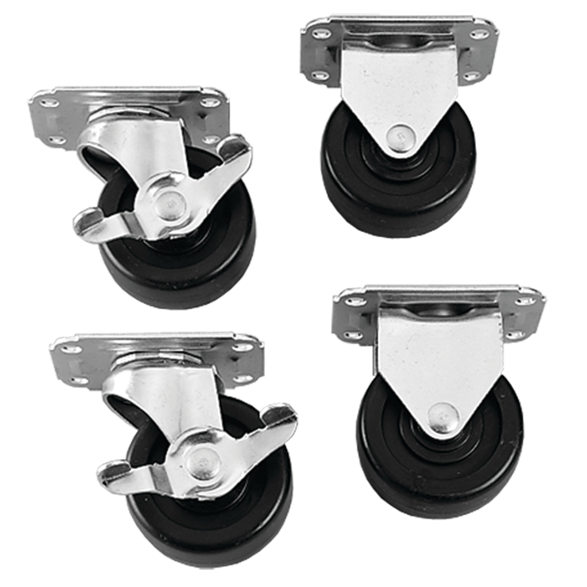 AC4M6ST Concept C1 Stationary Caster Kit, For Use With Pedestals, Rubber/Steel