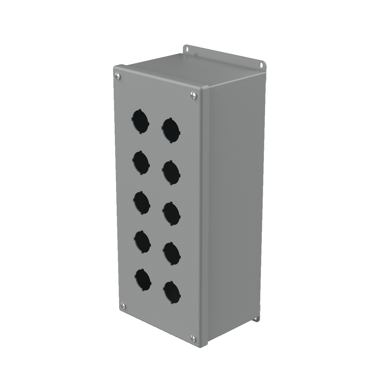 E10PBX PB1 Extra Deep Pushbutton Enclosure, 14 in L x 6-1/4 in W x 4-3/4 in D, 10 Outlets, NEMA 12/IP65 NEMA Rating, Steel