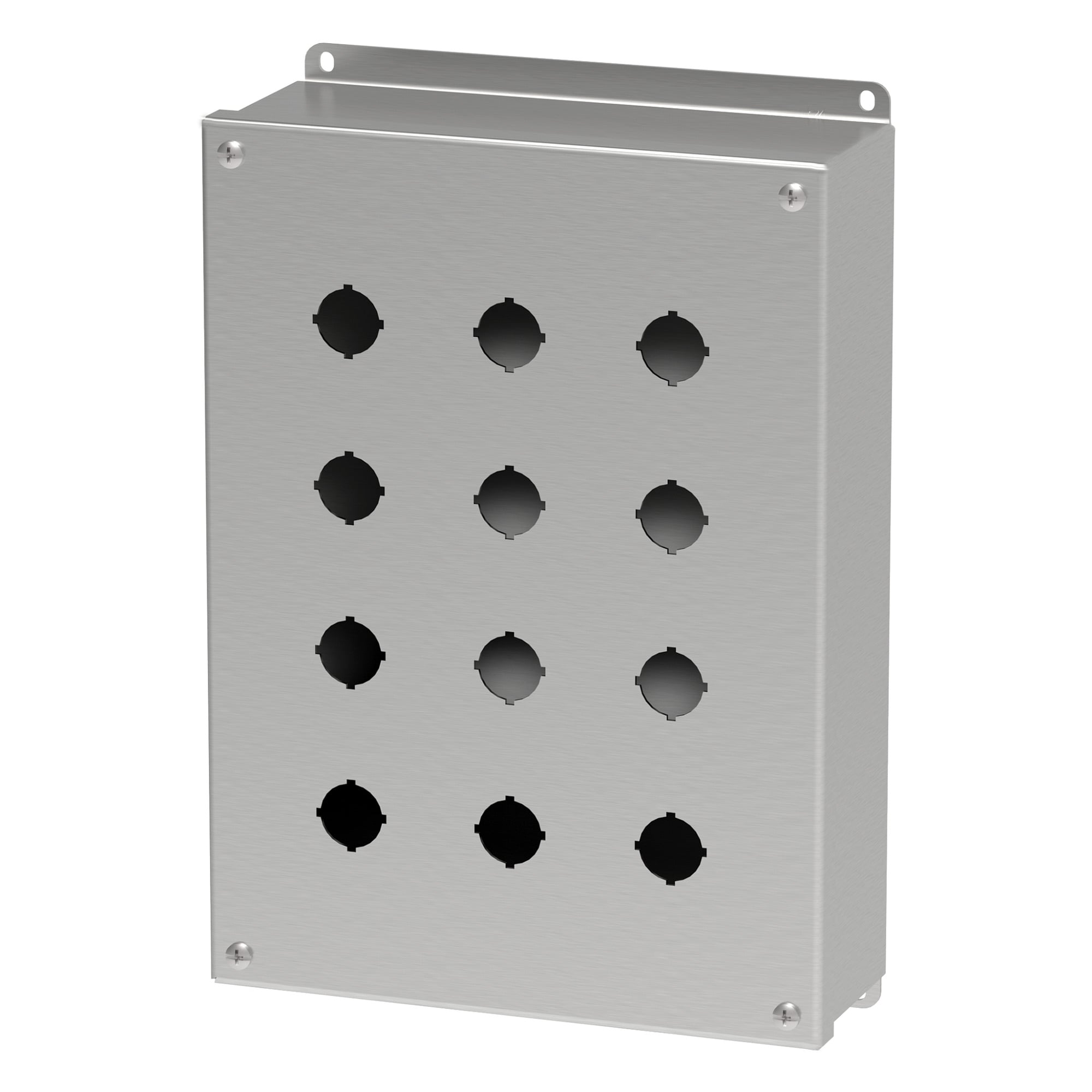 E12PBGSS PB1S Pushbutton Enclosure, 11-3/4 in L x 8-1/2 in W x 3 in D, 12 Outlets, NEMA 4X/IP66 NEMA Rating, 304 Stainless Steel