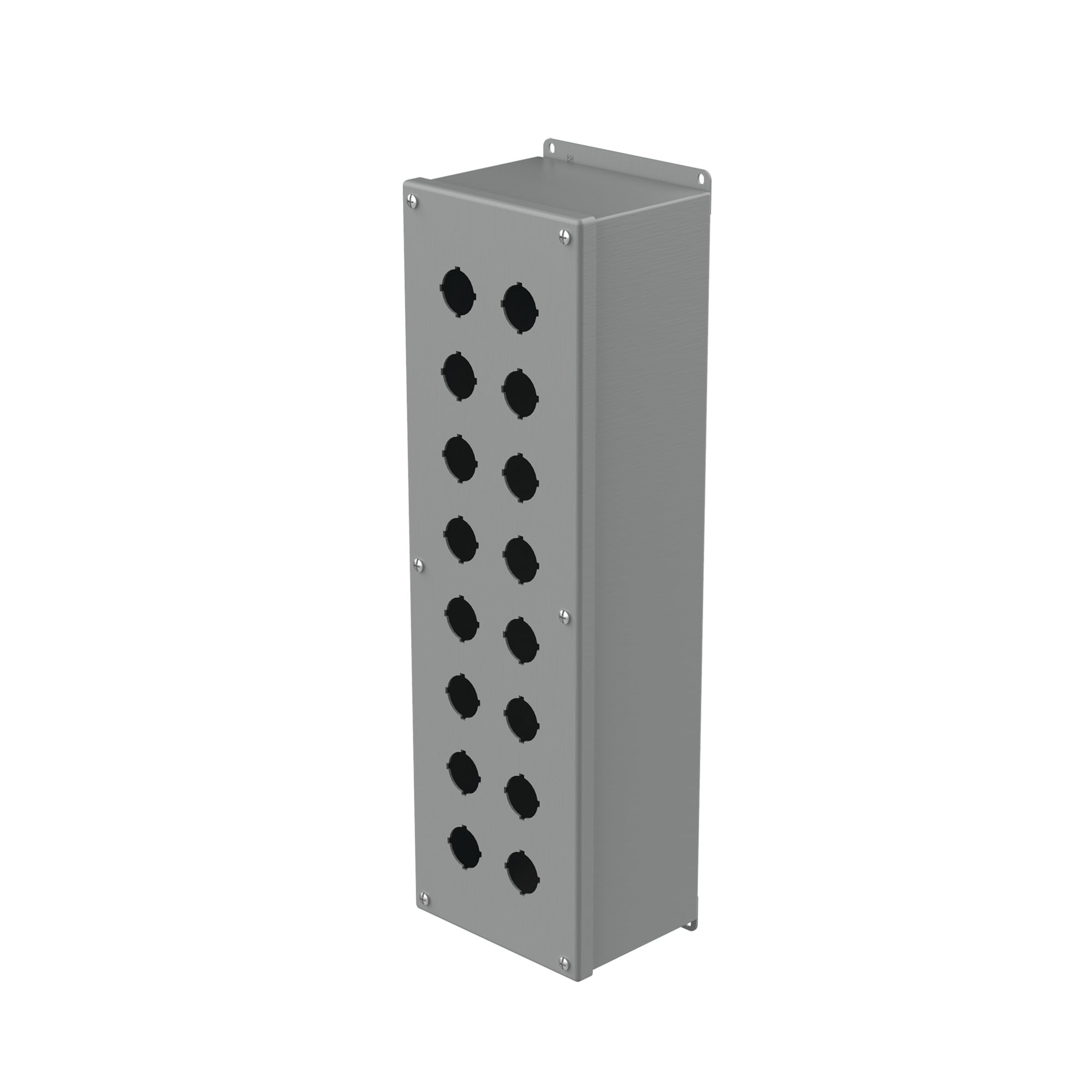 E16SPBXV PB1 Extra Deep Pushbutton Enclosure, 20-3/4 in L x 6-1/4 in W x 4-3/4 in D, 16 Outlets, NEMA 12/IP65 NEMA Rating, Steel