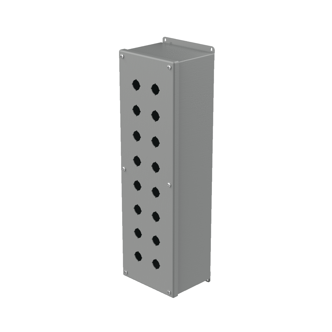 E16SPBXVM PB1 Extra Deep Pushbutton Enclosure, 20-3/4 in L x 6-1/4 in W x 4-3/4 in D, 16 Outlets, NEMA 12/IP65 NEMA Rating, Steel