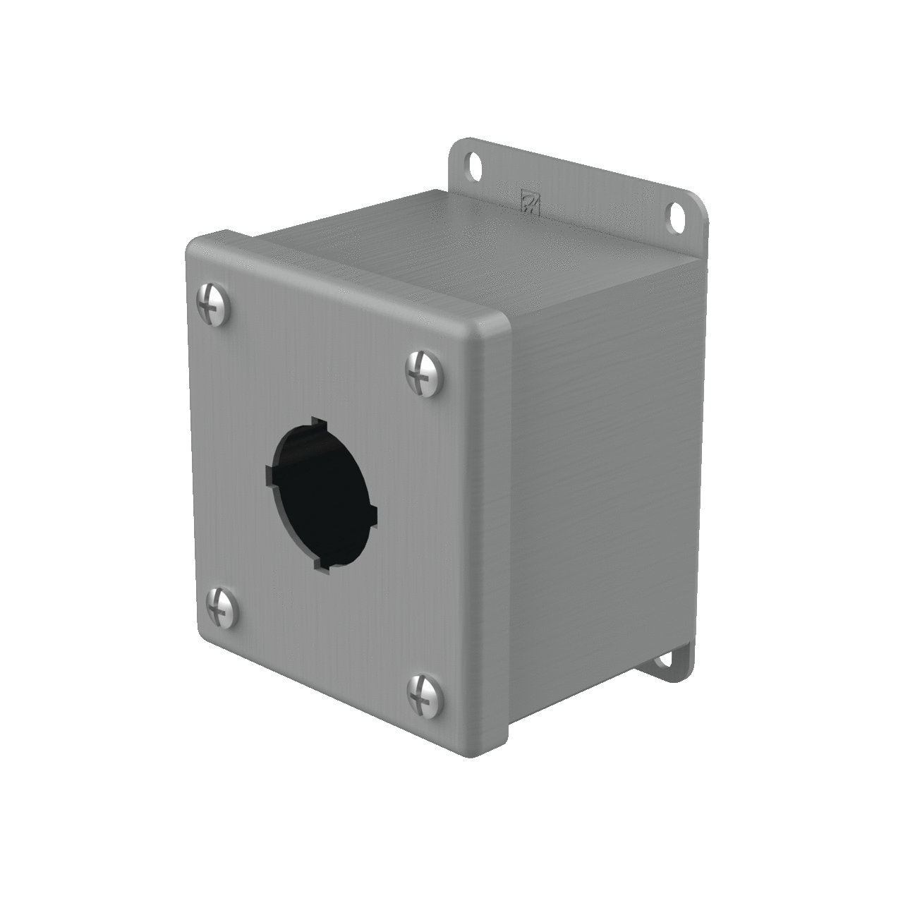 E1PB PB1 Pushbutton Enclosure, 3-1/2 in L x 3-1/4 in W x 2-3/4 in D, 1 Outlets, NEMA 12/IP65 NEMA Rating, Steel