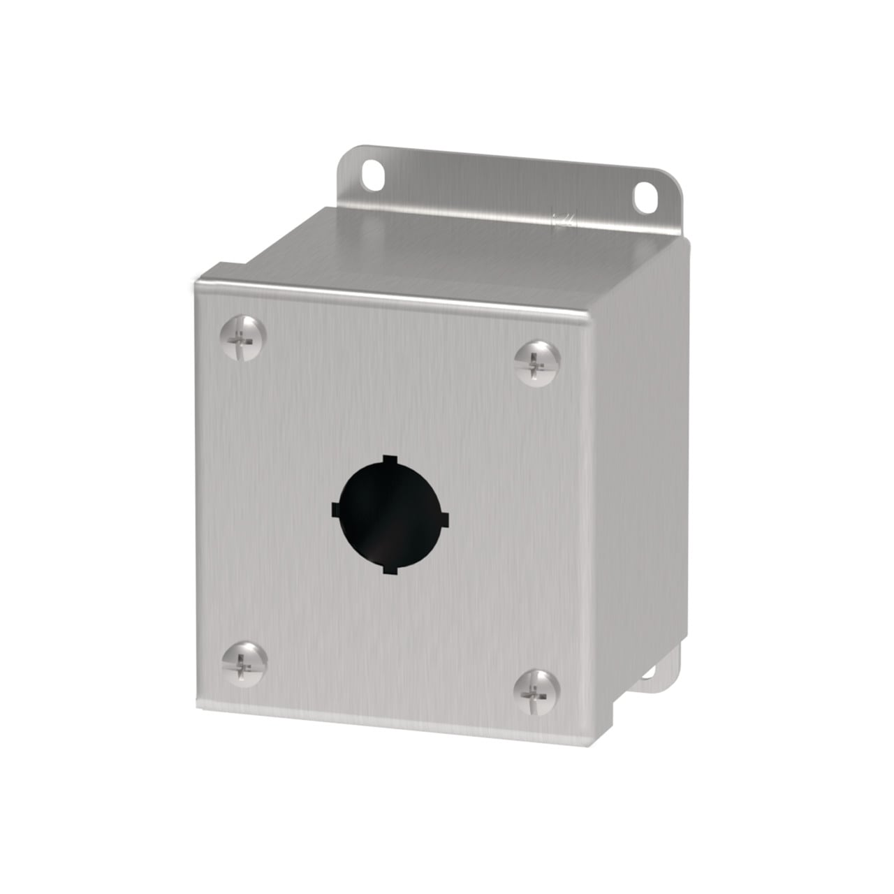 E1PBGSS PB1S Pushbutton Enclosure, 3-1/2 in L x 3-1/4 in W x 2-3/4 in D, 1 Outlets, NEMA 4X/IP66 NEMA Rating, 304 Stainless Steel