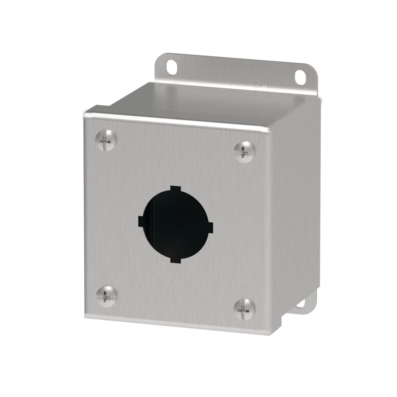 E1PBSS PB1S Pushbutton Enclosure, 3-1/2 in L x 3-1/4 in W x 2-3/4 in D, 1 Outlets, NEMA 4X/IP66 NEMA Rating, 304 Stainless Steel