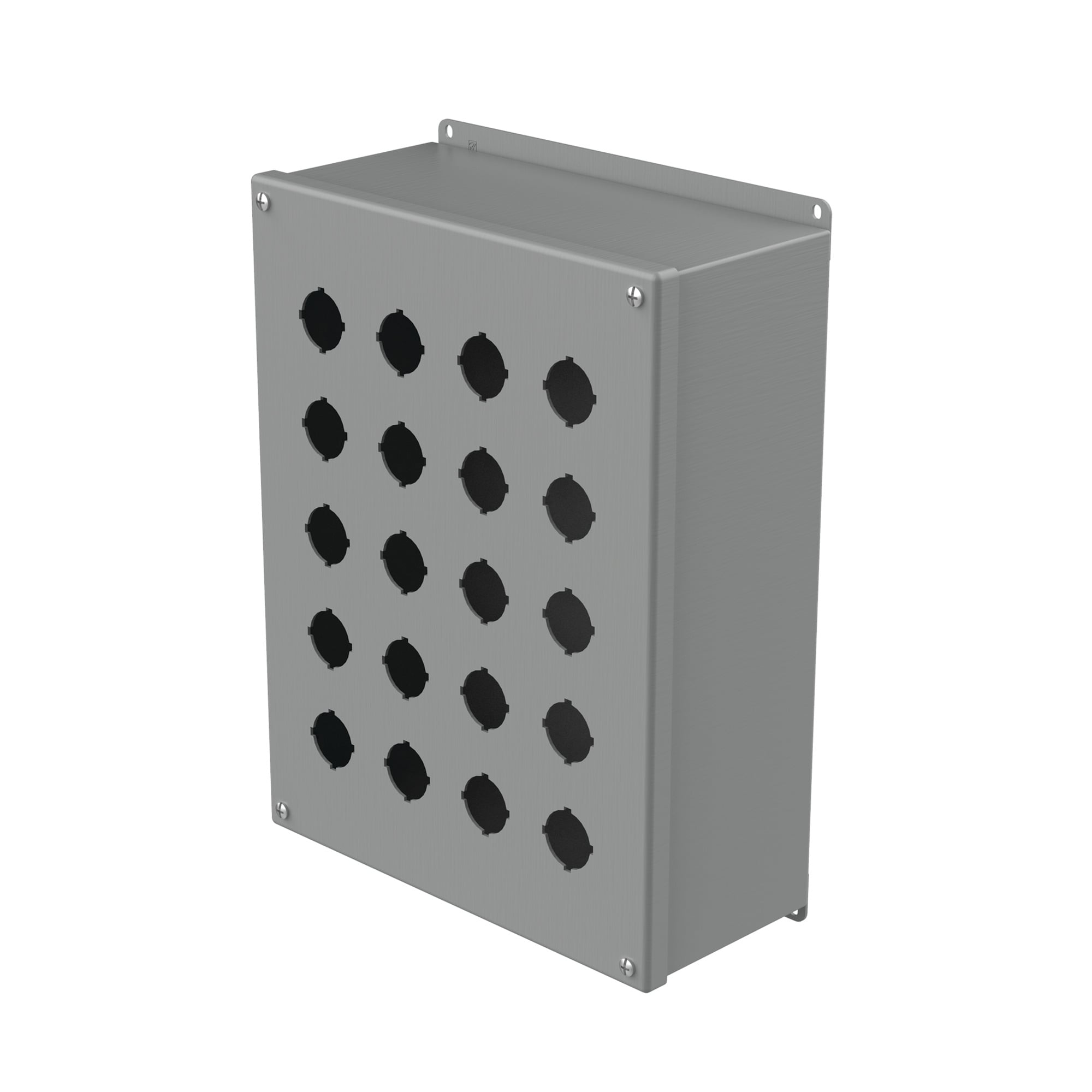 E20PBX PB1 Extra Deep Pushbutton Enclosure, 14 in L x 10-3/4 in W x 4-3/4 in D, 20 Outlets, NEMA 12/IP65 NEMA Rating, Steel
