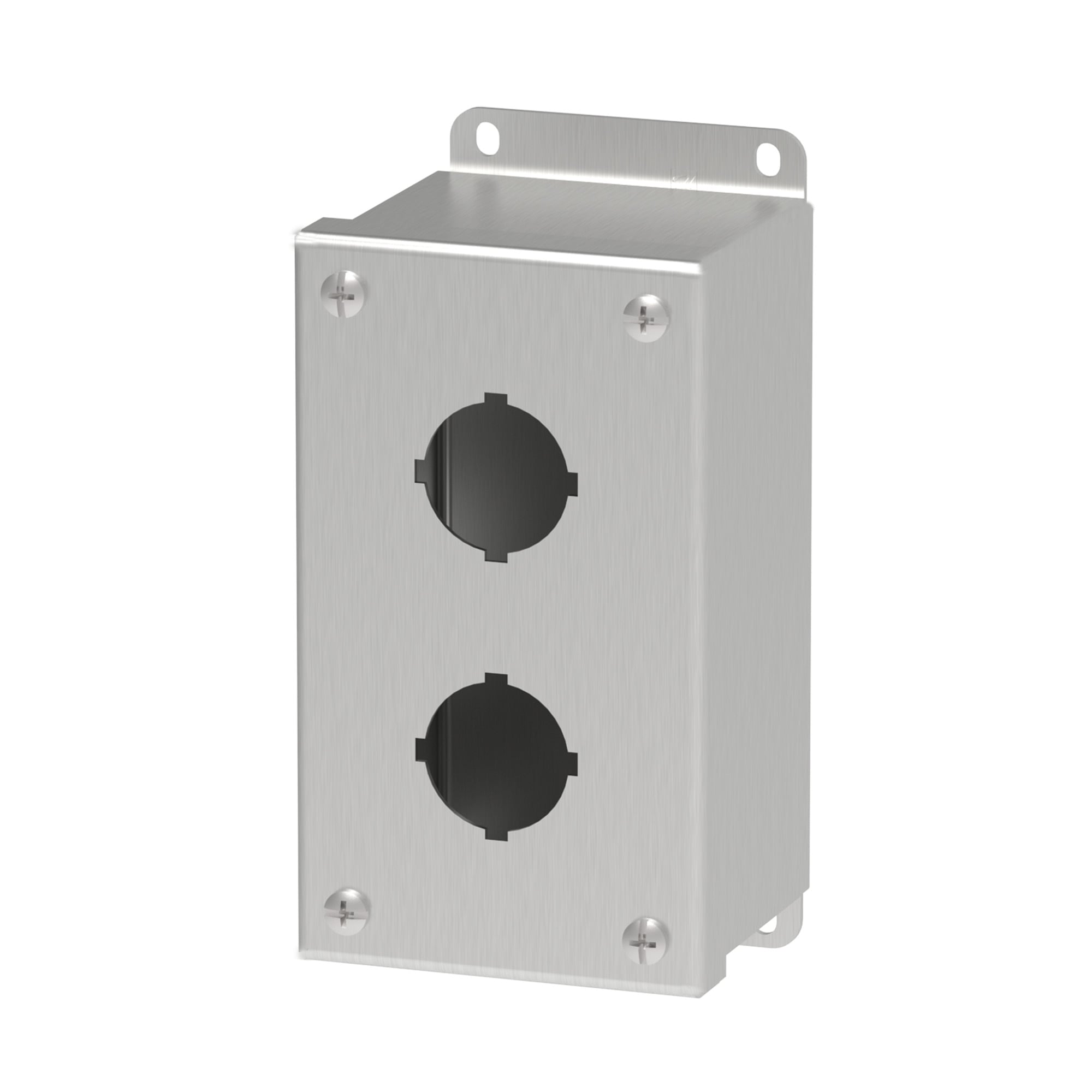 E2PBSS6 PB1S Pushbutton Enclosure, 5-3/4 in L x 3-1/4 in W x 2-3/4 in D, 2 Outlets, NEMA 4X/IP66 NEMA Rating, 316L Stainless Steel