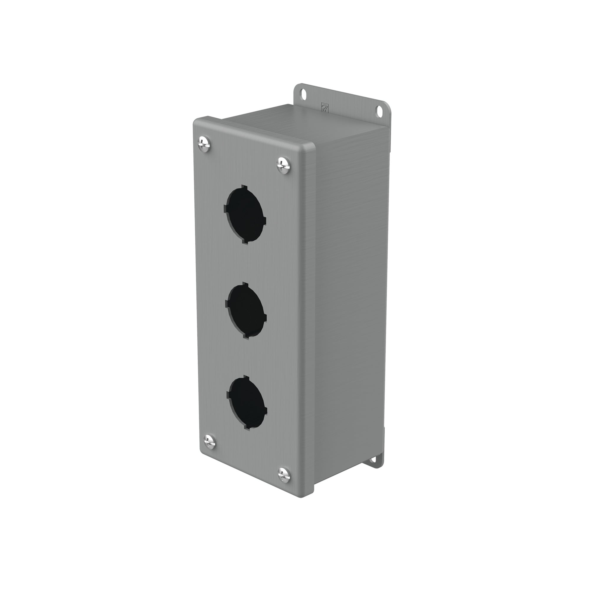 E3PB PB1 Pushbutton Enclosure, 8 in L x 3-1/4 in W x 2-3/4 in D, 3 Outlets, NEMA 12/IP65 NEMA Rating, Steel