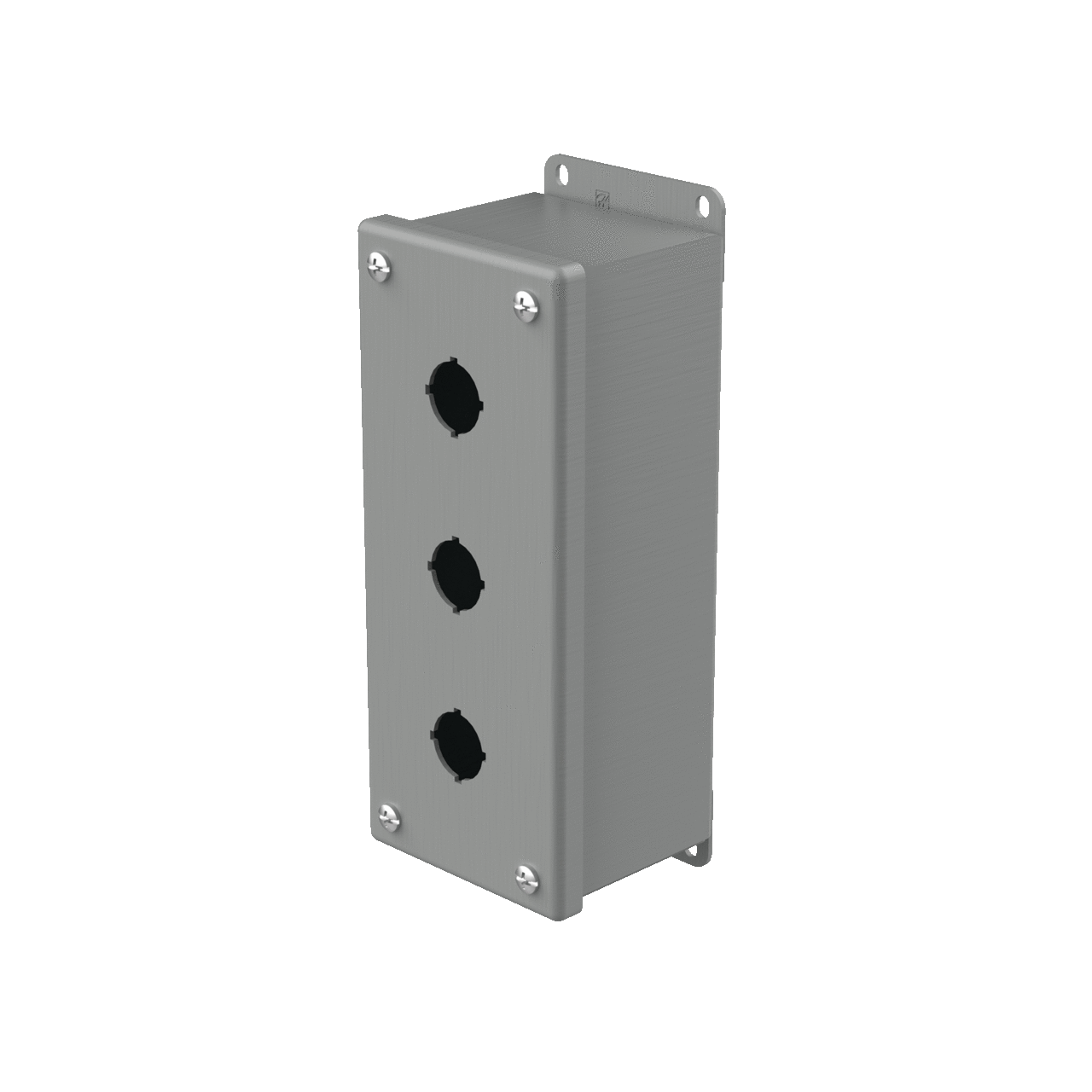 E3PBG PB1 Pushbutton Enclosure, 8 in L x 3-1/4 in W x 2-3/4 in D, 3 Outlets, NEMA 12/IP65 NEMA Rating, Steel