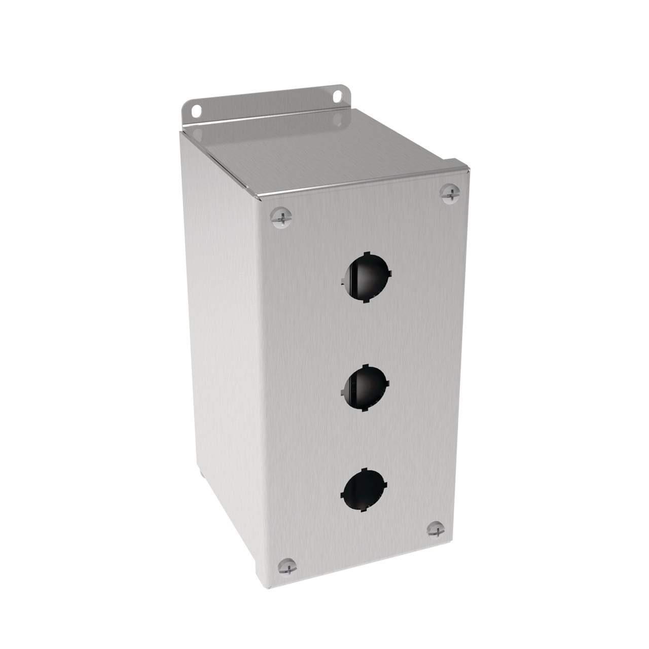 E3PBGXSS PB1S Extra Deep Pushbutton Enclosure, 8 in L x 4 in W x 4-3/4 in D, 3 Outlets, NEMA 4X/IP66 NEMA Rating, 304 Stainless Steel