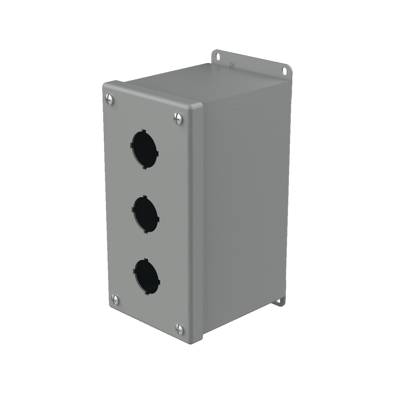 E3PBX PB1 Extra Deep Pushbutton Enclosure, 8 in L x 4 in W x 4-3/4 in D, 3 Outlets, NEMA 12/IP65 NEMA Rating, Steel
