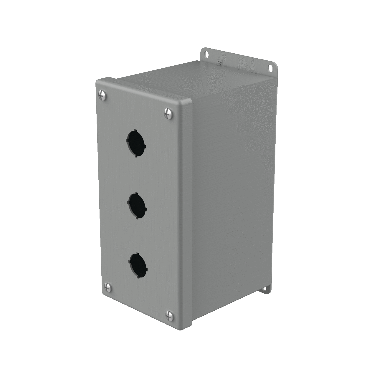 E3PBXM PB1 Extra Deep Pushbutton Enclosure, 8 in L x 4 in W x 4-3/4 in D, 3 Outlets, NEMA 12/IP65 NEMA Rating, Steel