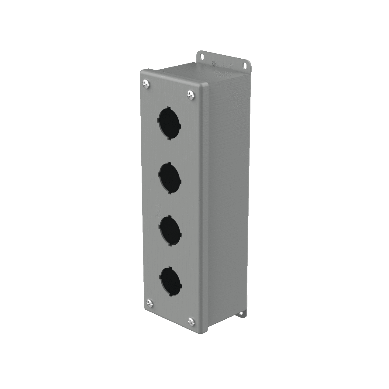 E4PB PB1 Pushbutton Enclosure, 10-1/4 in L x 3-1/4 in W x 2-3/4 in D, 4 Outlets, NEMA 12/IP65 NEMA Rating, Steel