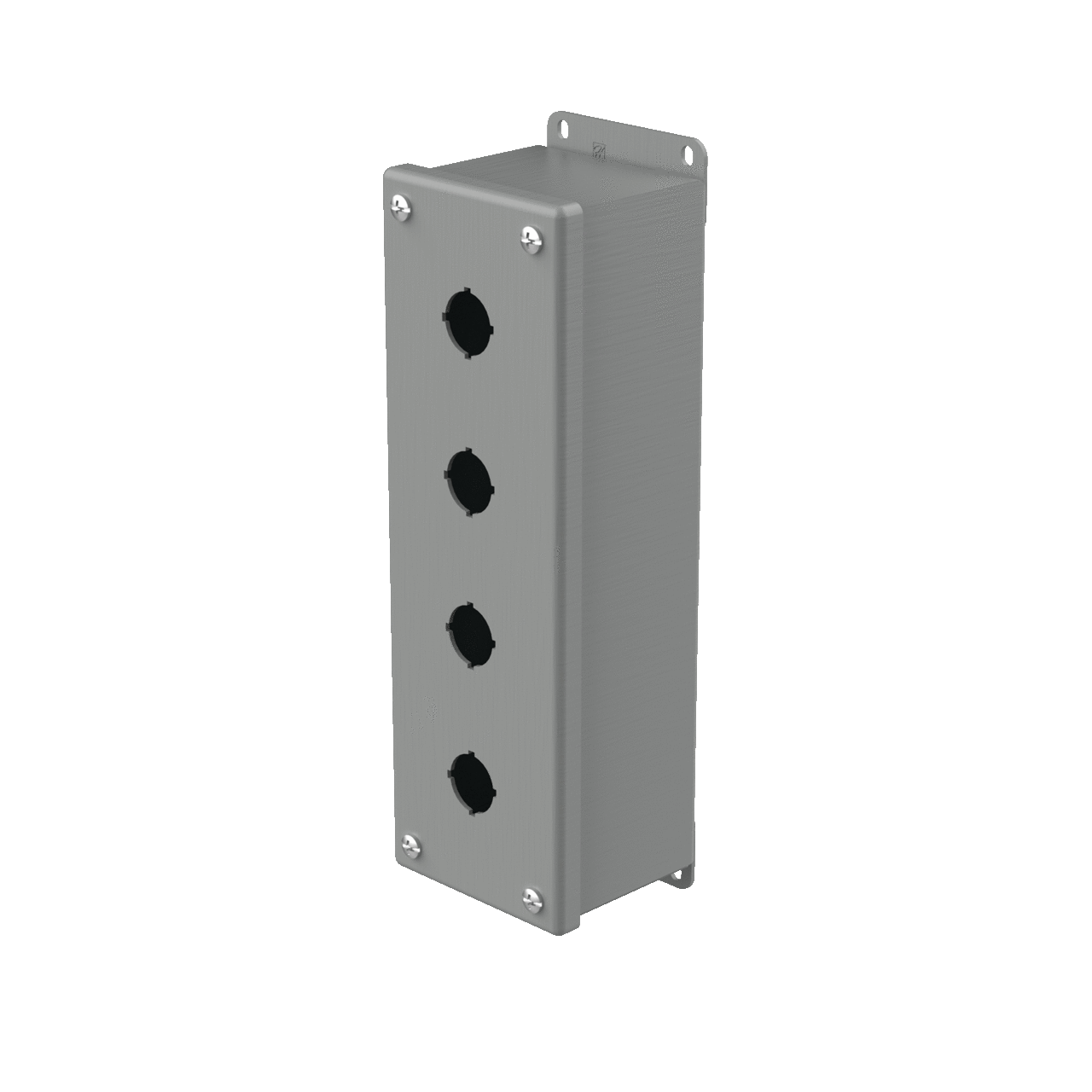 E4PBG PB1 Pushbutton Enclosure, 10-1/4 in L x 3-1/4 in W x 2-3/4 in D, 4 Outlets, NEMA 12/IP65 NEMA Rating, Steel