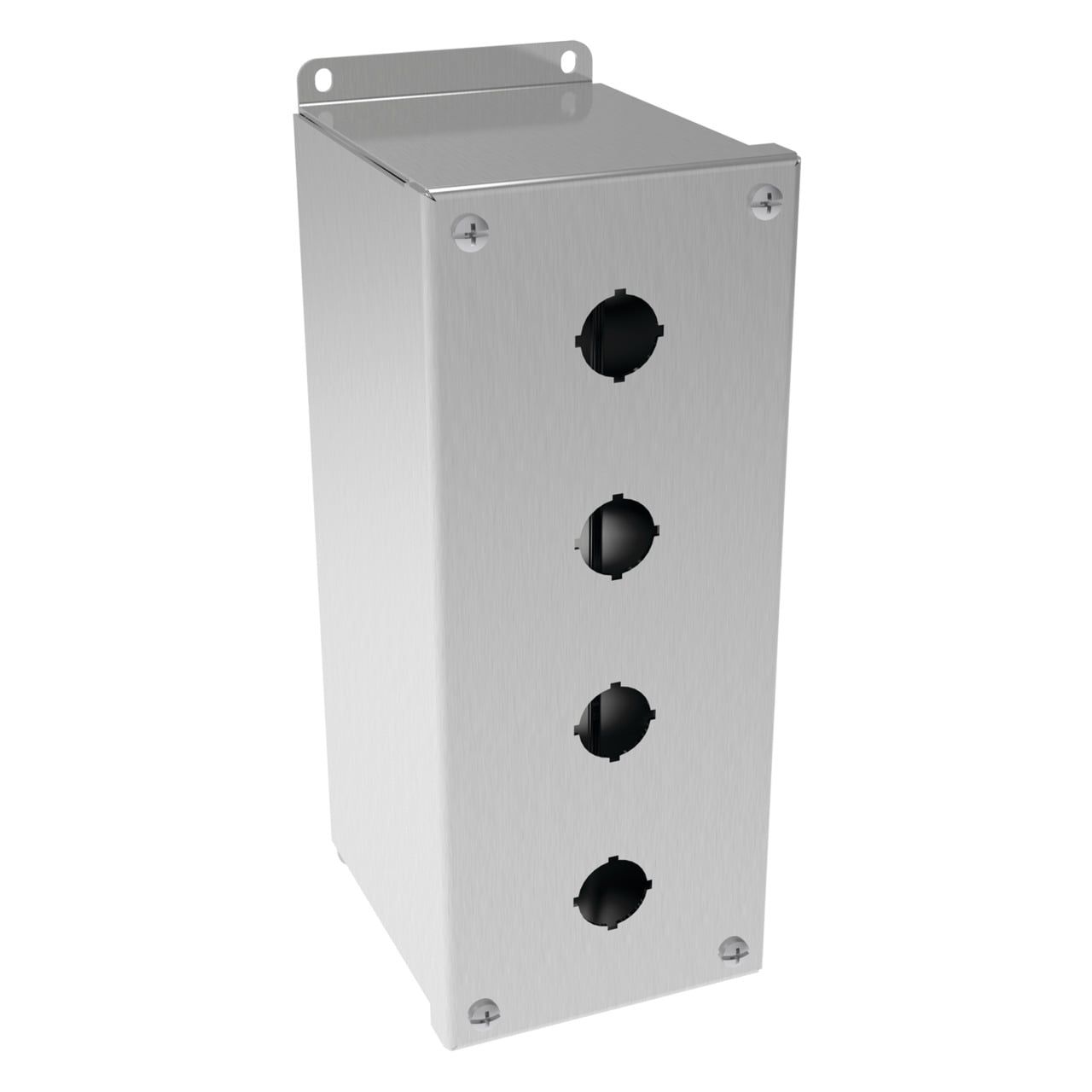 E4PBGXSS PB1S Extra Deep Pushbutton Enclosure, 10 in L x 4 in W x 4-3/4 in D, 4 Outlets, NEMA 4X/IP66 NEMA Rating, 304 Stainless Steel