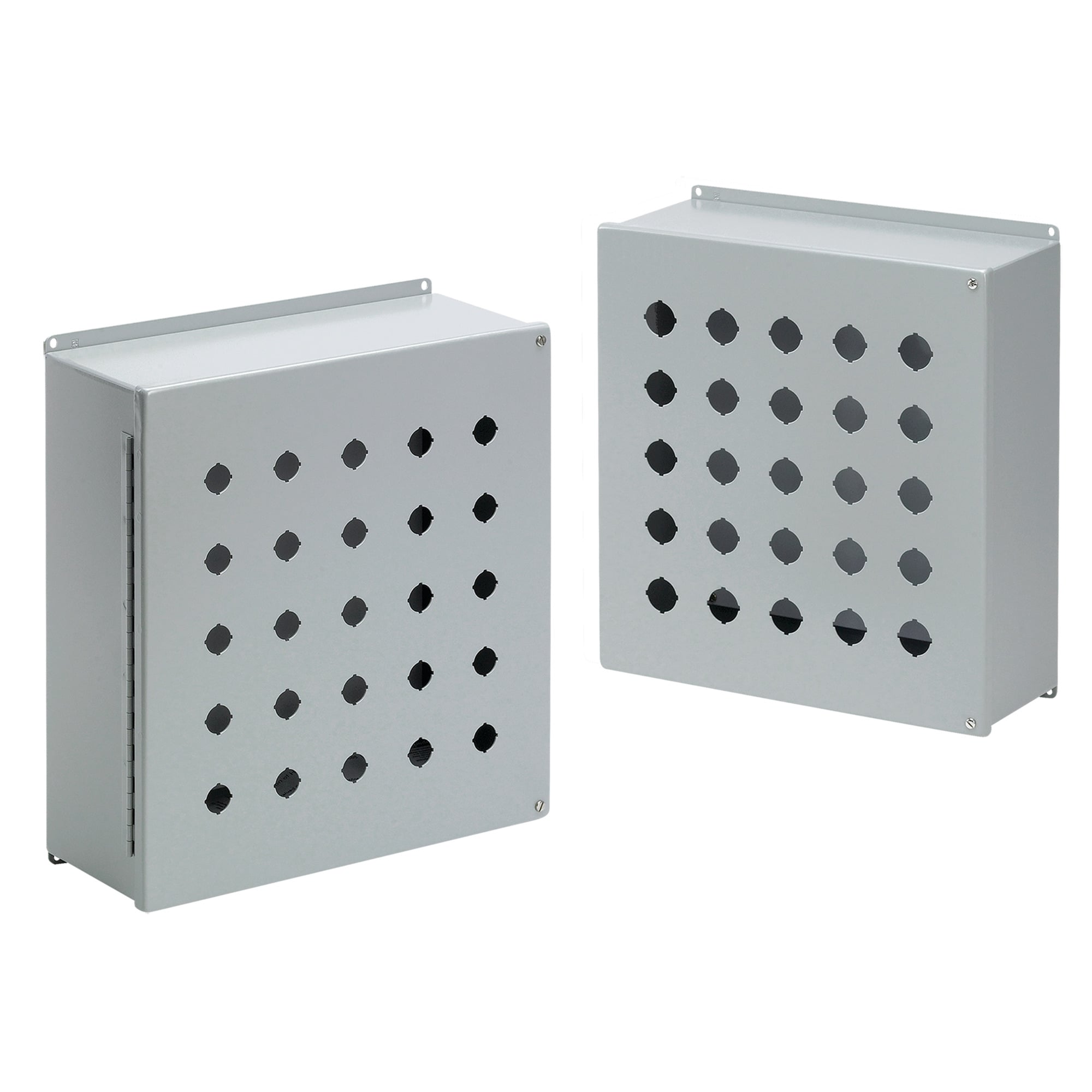 E4SPBY25 PB1 Extra Large Pushbutton Enclosure With Panel, 8-1/2 in L x 7-1/2 in W x 6 in D, 4 Outlets, NEMA 12/IP65 NEMA Rating, Steel