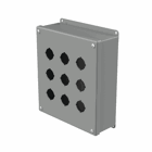 Pushbutton Enclosures Type 12, 9PBx30.5mm, Gray, Steel