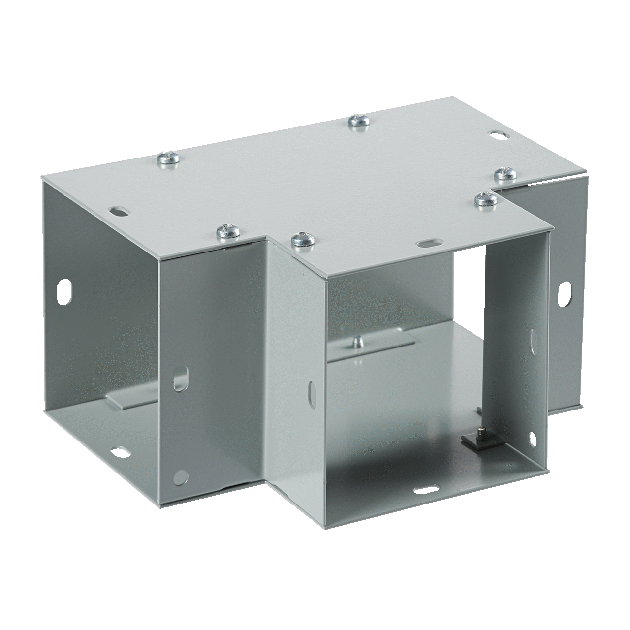 F1010GT F40PF Flush Tee, 90 deg Bend, For Use With 10 x 10 in NEMA 1 Flat Cover Wireway, Steel, Gray